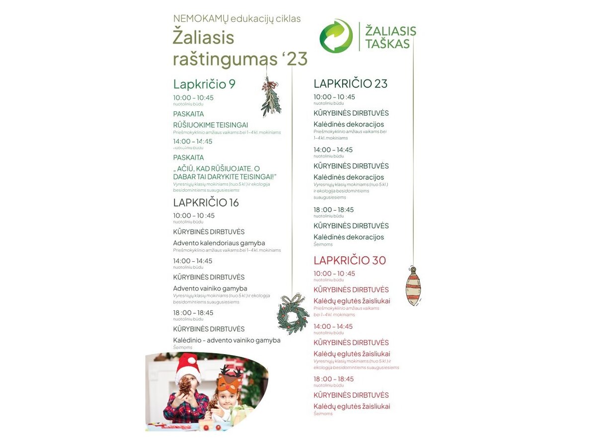 Lapkritį NEMOKAMOS edukacijos mokiniams „Žaliasis raštingumas ...