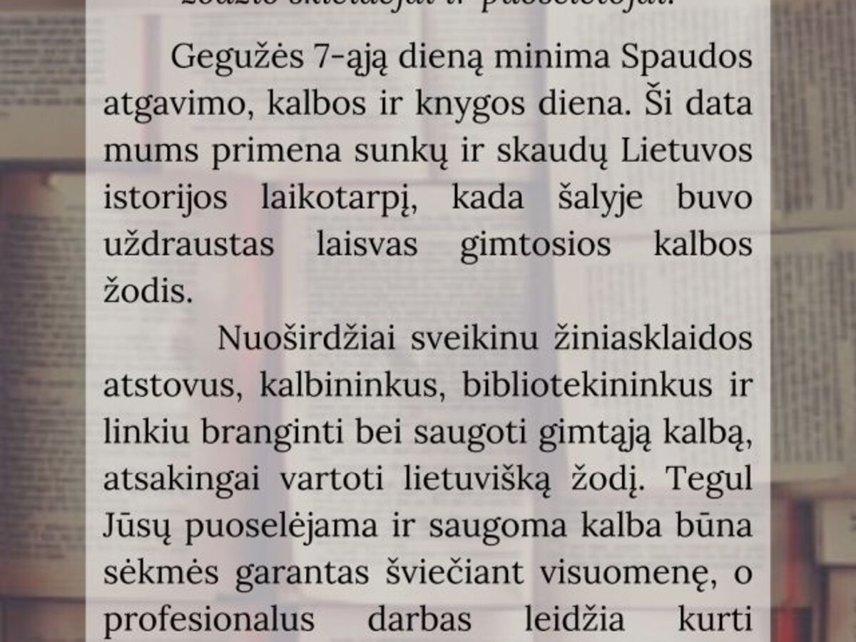 Pakruojo rajono savivaldybės mero Sauliaus Margio sveikinimas Spaudos ...
